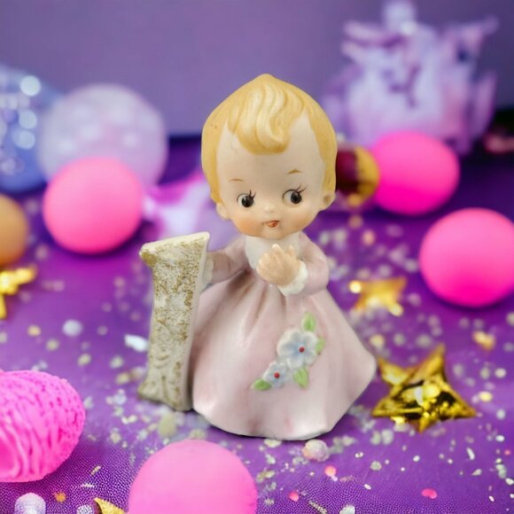 Vintage Kelvin First Birthday Doll Girl In Pink Dress Hand Painted B-910 Taiwan - Picture 7 of 7